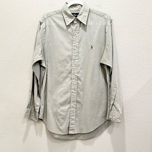 Pre-loved! Men’s RALPH LAUREN Light Gray Buttown Down Dress Shirt!